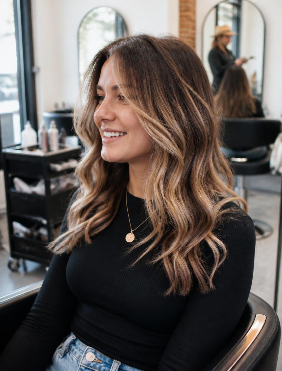 Cliente com balayage luminoso