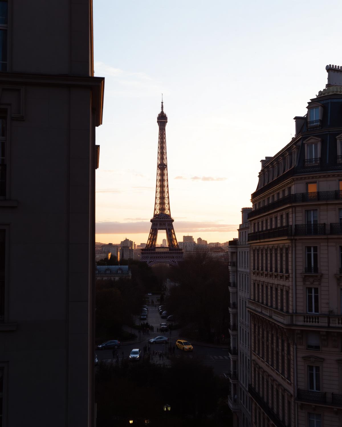 Cidade europeia com arquitetura clássica ao entardecer